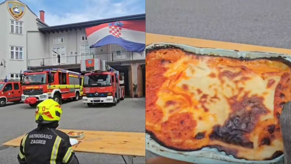 Vatrogasna postrojba Zagreb jede lazanje