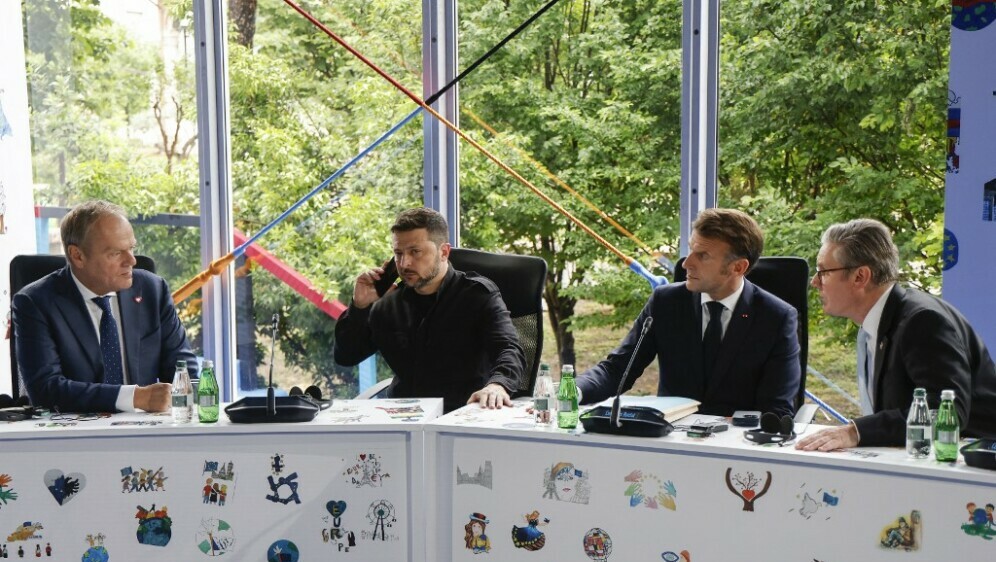 Volodimir Zelenski, Donalt Tusk, Emmanuel Macron, Keir Starmer