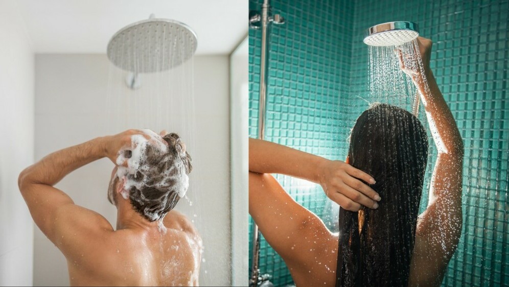 Muškarac i žena koji se tuširaju