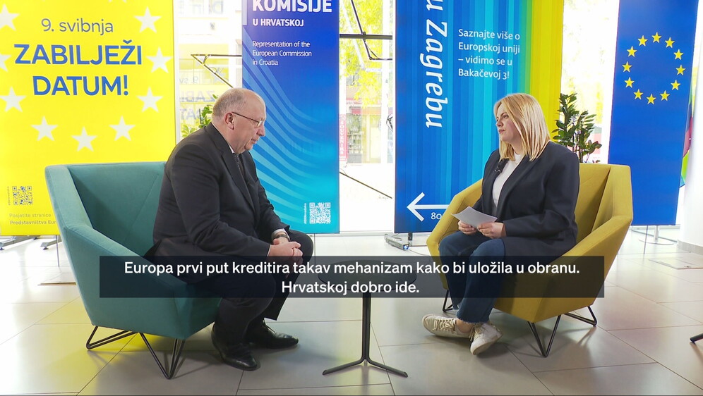 Andrius Kubilius i Petra Buljan, reporterka Dnevnika Nove TV