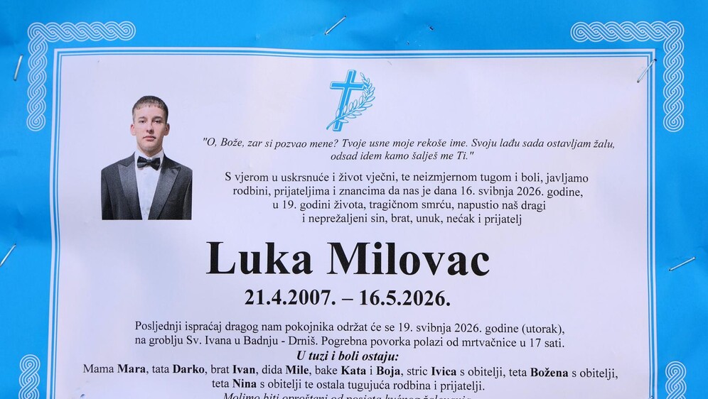 Osmrtnica Luke Milovca
