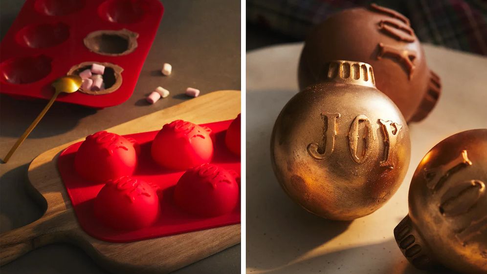 Silikonski kalup u obliku božićne kuglice s ispisanom riječi 'joy'