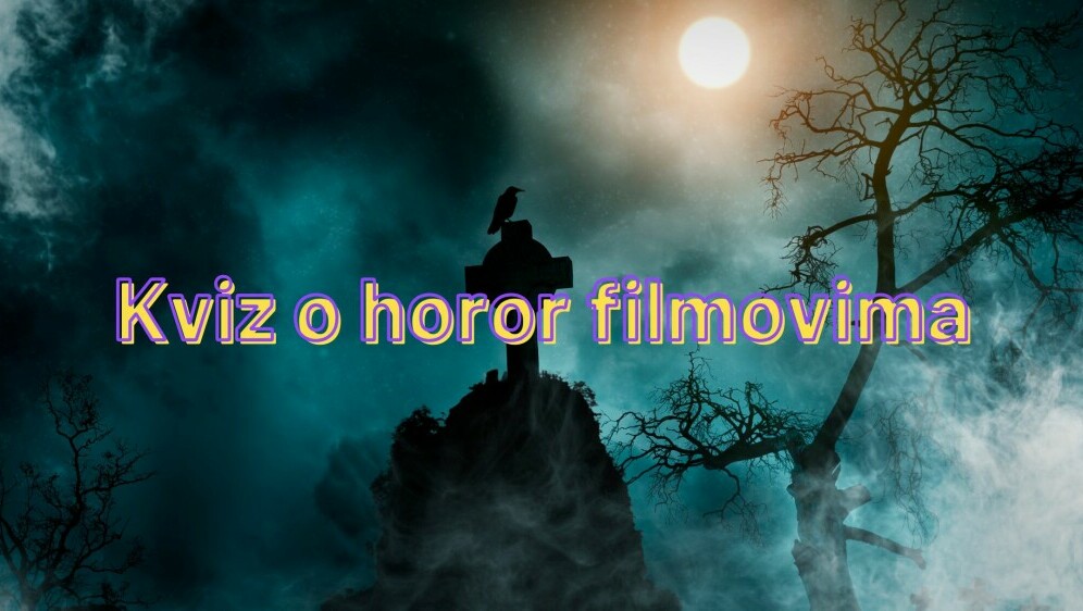 Mračna scena iz horor filma i natpis kviza