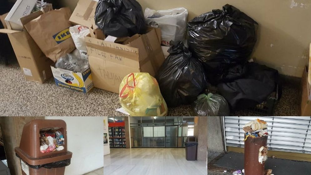 Vidi se kad spremačice štrajkaju! Fakultet zatrpan smećem danas su čistili – i profesori