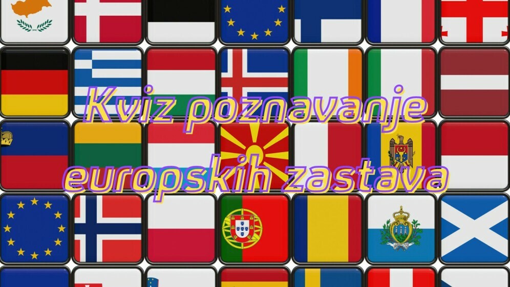 Razne europske zastave uz naslov kviza