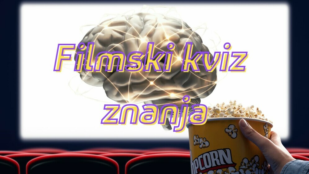 Mozak na filmskom platnu i gledatelj s kokicama uz naslov kviza