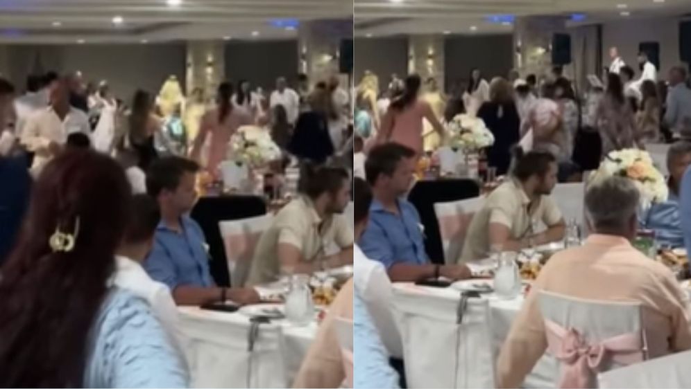 Ljudi na svadbi i dijete koja spava