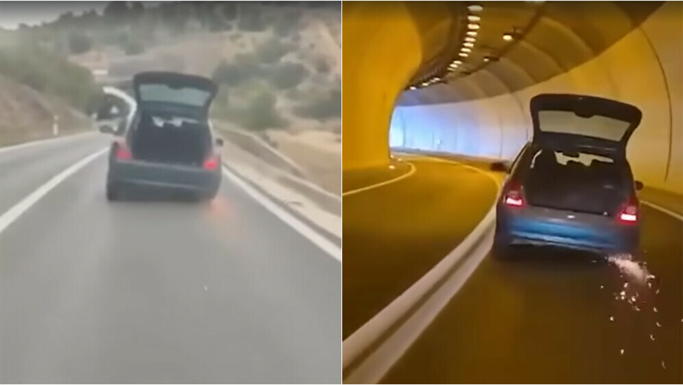 Žena bez guma vozi automobil