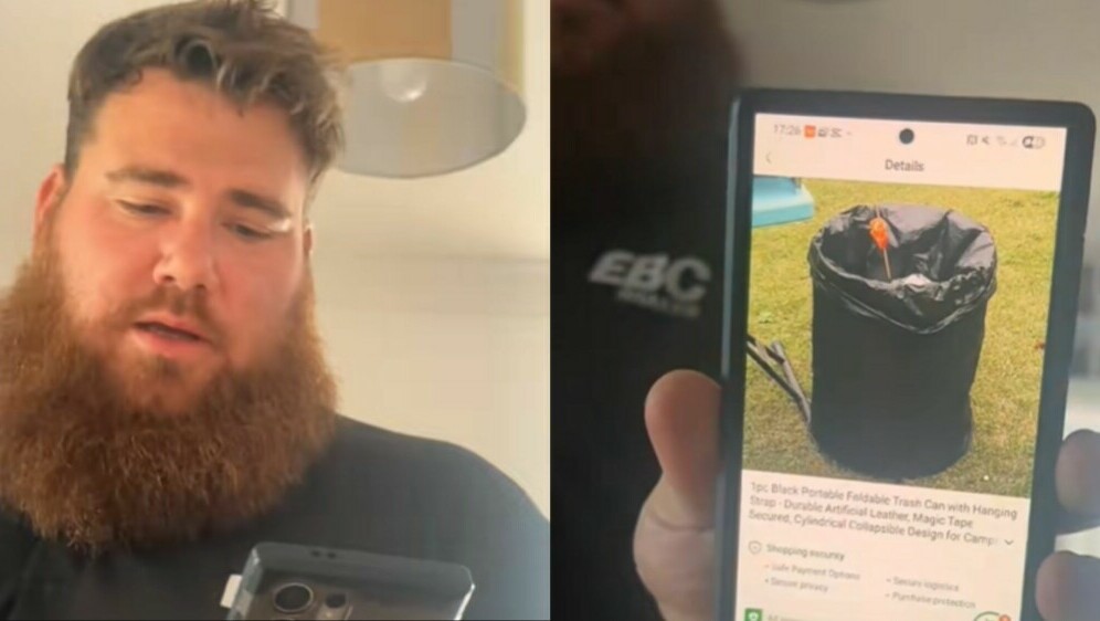 Muškarac s mobitelom i proizvod koji je naručio