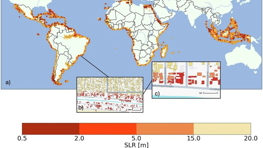 Karta područja ugroženih porastom razina svjetskih oceana i mora