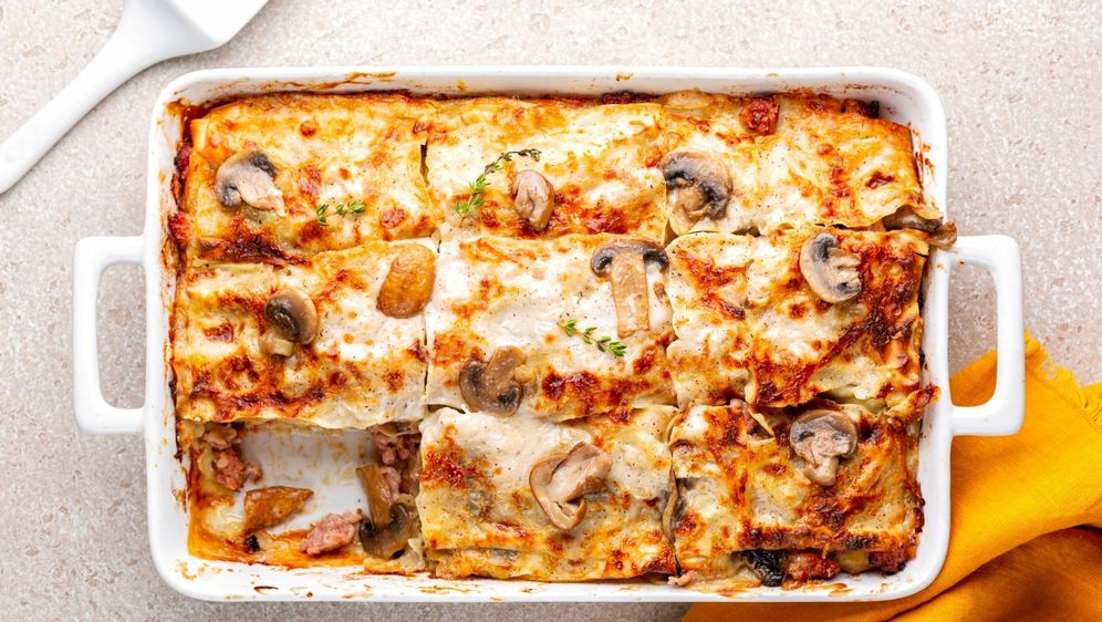 Lazanje s gljivama i špinatom