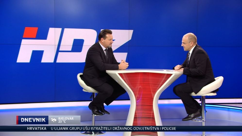 Mislav Bago razgovara s gostom u Dnevniku Nove TV Lovrom Kuševićem (Foto: Dnevnik.hr)