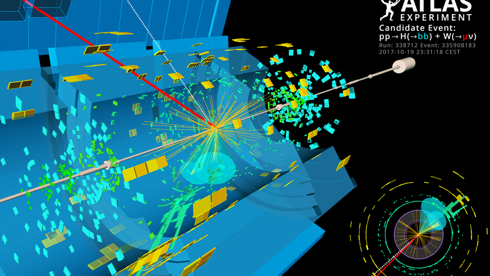 Događaj koji je kandidat za zajedničku tvorbu Higgsovog i Z bozona, te raspad Higgsovog bozona u b kvark i njegovu antičesticu. (Foto: IRB)