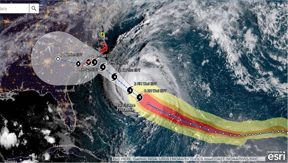 Kretanje uragana Florence (Screenshot: NOAA)