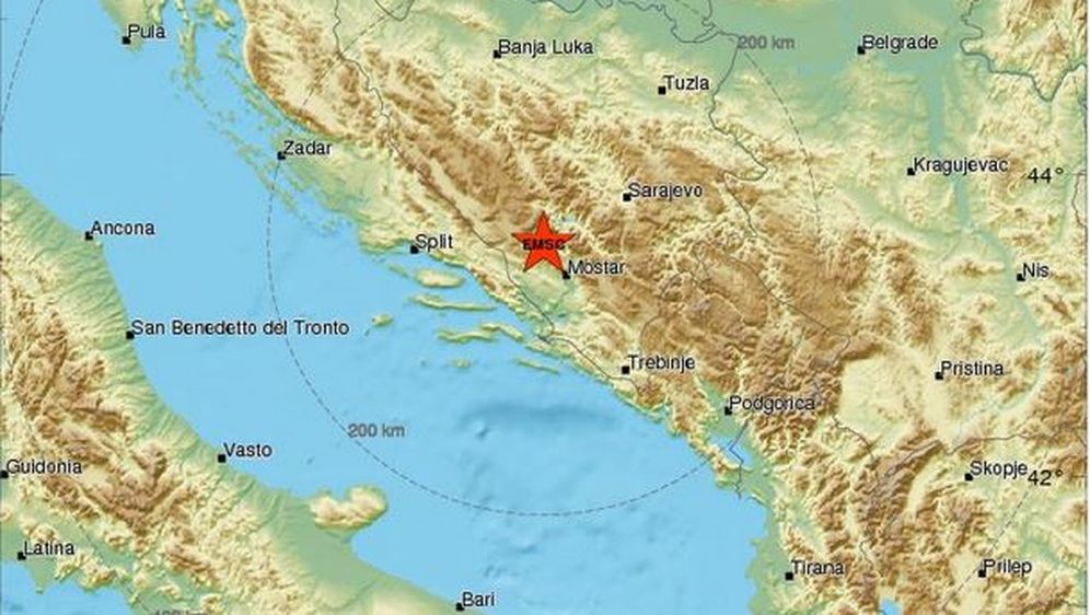 Potres zatresao Dalmaciju i BiH (Screenshot: EMSC)