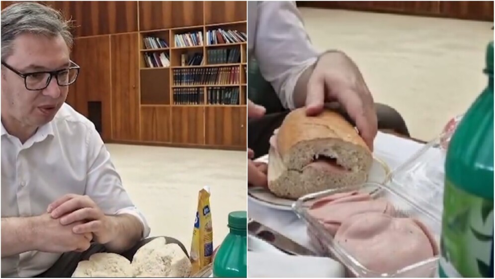 Aleksandar Vučić jede parizer