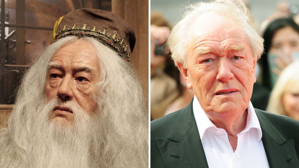 glumac Sir Michael Gambon i njegov lik Albus Dumbledore u serijalu filmova o Harryju Potteru