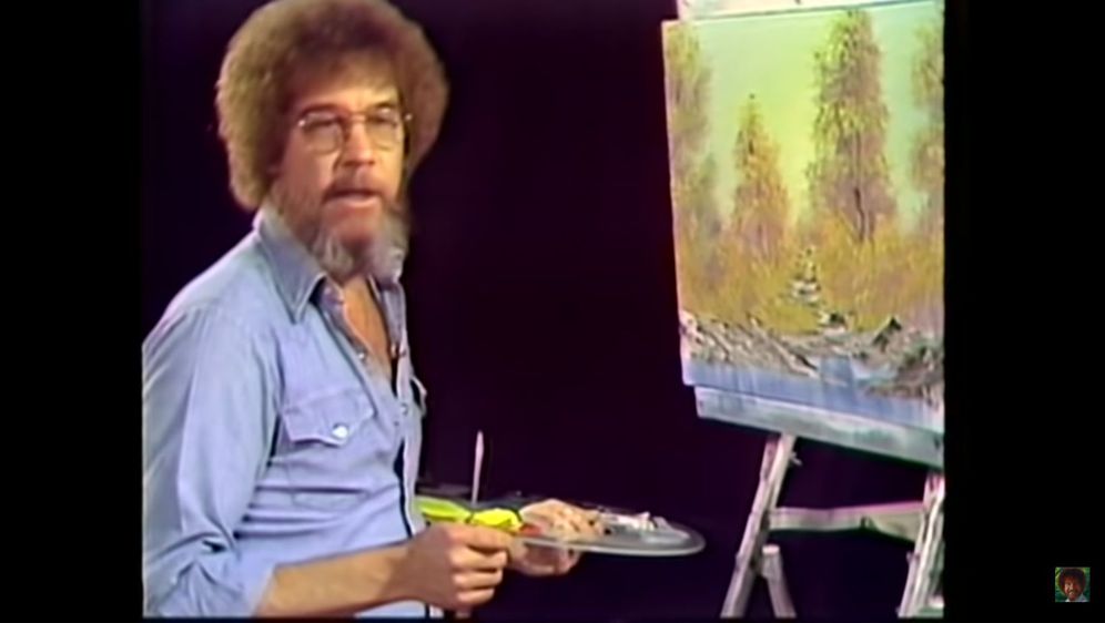 tv slikar bob ross u prvoj epizodi svoje emisije the joy of painting