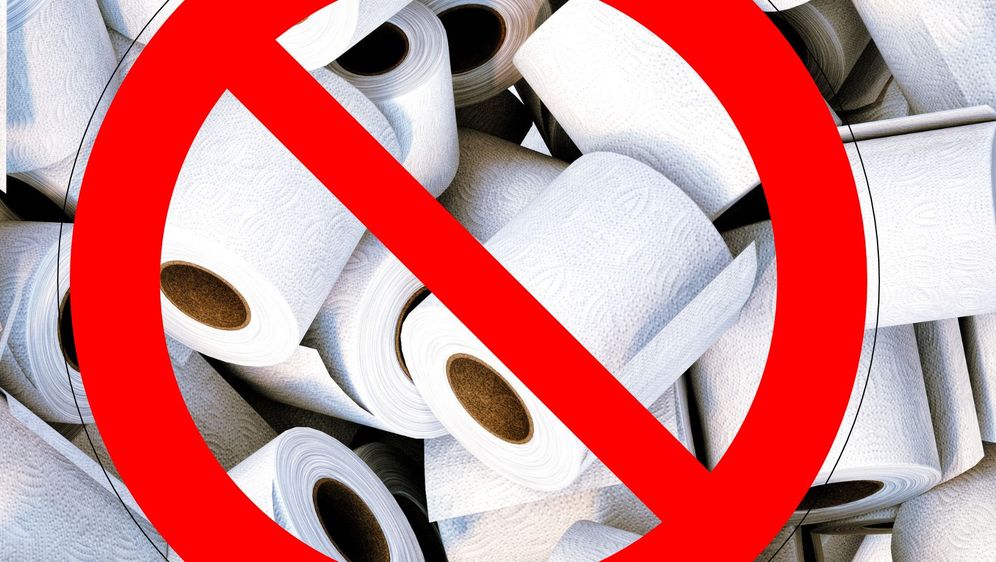 toaletni papir i znak zabrane