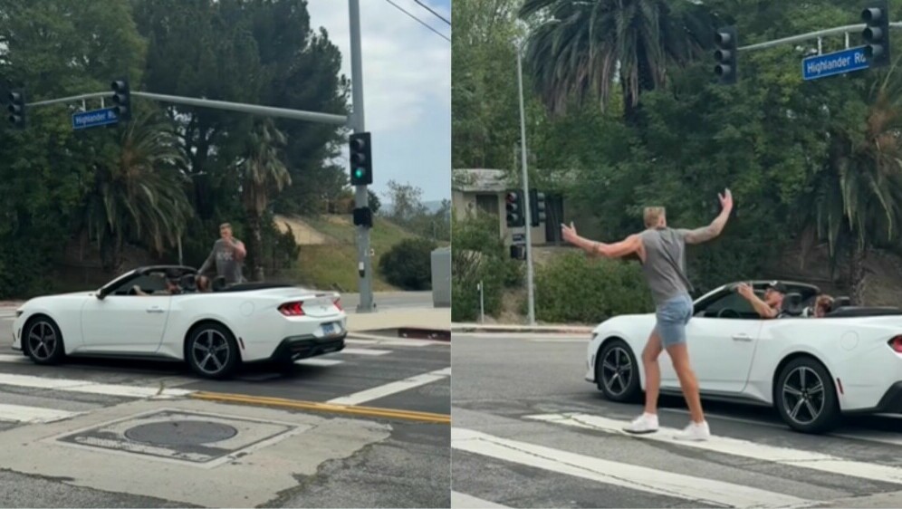 Ljutiti muškarac na pješačkom prijelazu