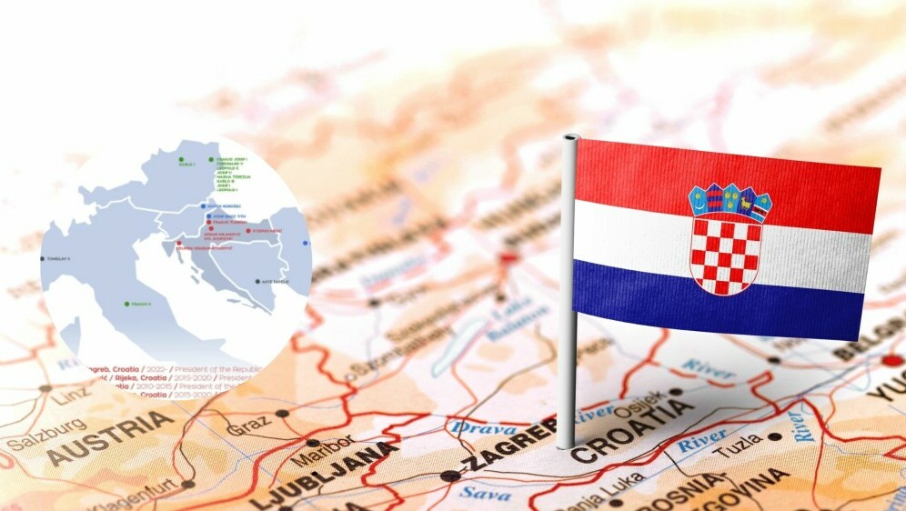 Karta Hrvatske s mjestima rođenja vladara